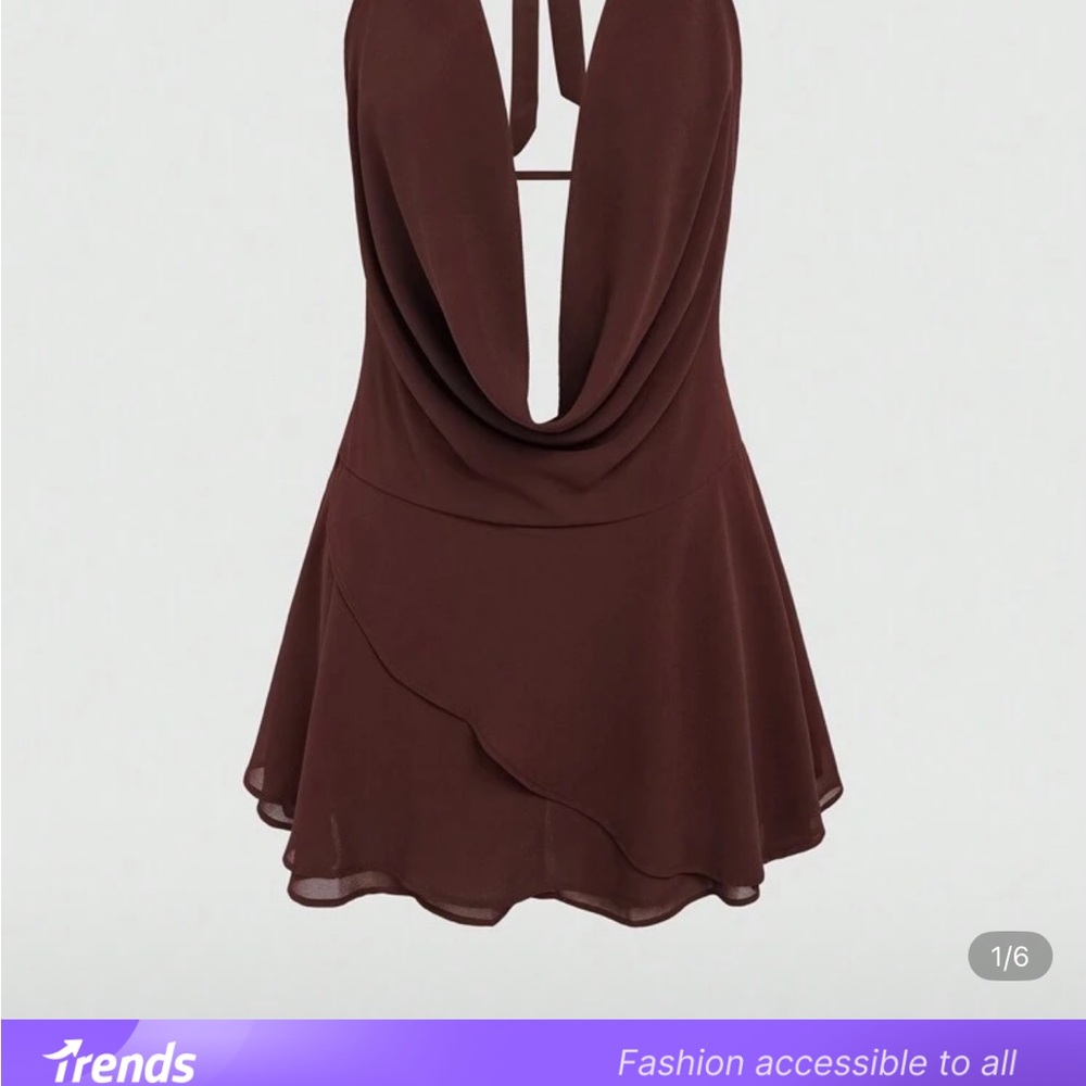SHEIN Chocolate Brown Halter Mini Dress